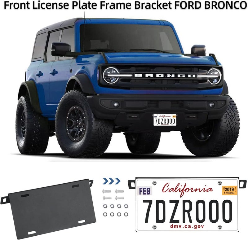 LINKCRO Front License Plate Frame for Ford Bronco - Aluminum Alloy Mounting Bracket for 2021-2022 Models - Image 3
