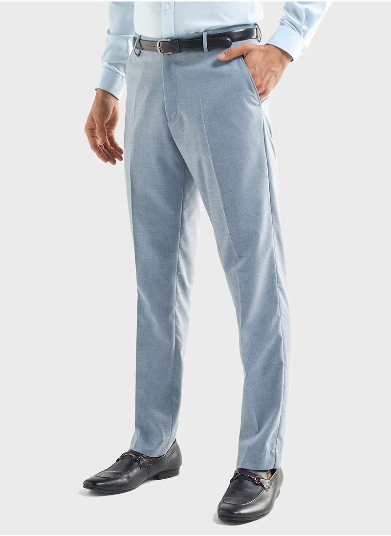 فاف Solid Regular Fit Flexi Waist Trousers with Pocket