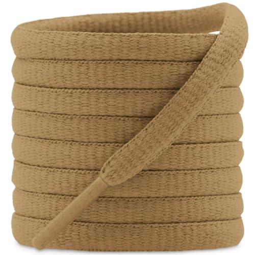 DELELE 2 Pair Oval Shoes laces Half Round 1/4" Athletic Shoelaces Shoe Strings Khaki-35 inch - Image 1