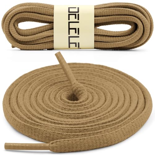 DELELE 2 Pair Oval Shoes laces Half Round 1/4" Athletic Shoelaces Shoe Strings Khaki-35 inch - Image 2