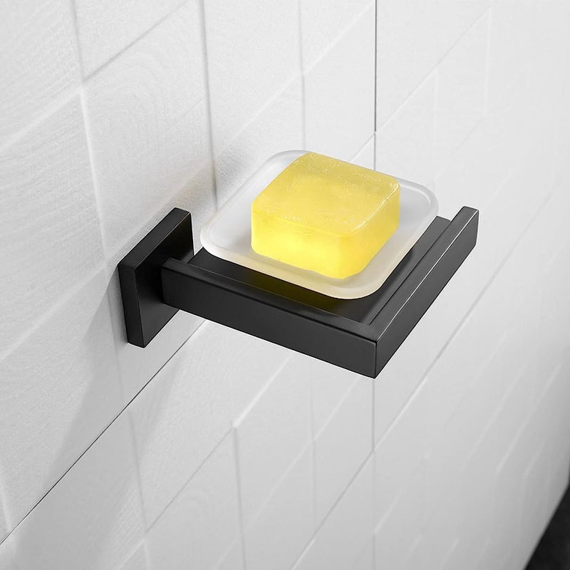 LUXIUR Soap Stand for Bathroom and Kitchen Sink, 304 Stainless Steel Soap Case for Wall Mount, Soap Dish, Soap Holder, Matte Black - Image 1