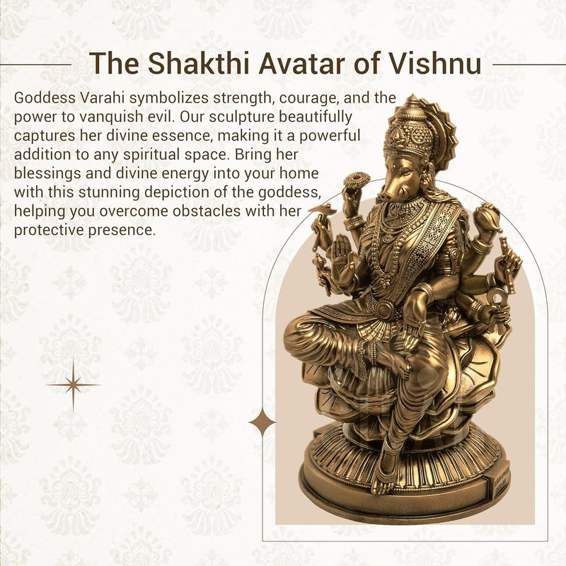 SILAII SILAII Goddess Varahi Amman Sculpture Antique Bronze Finish Handcrafted Statue for Puja Room Home Decor and Gifting 6 Inches - Image 5