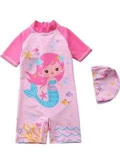 Cartoon Printed Swimming Suit With Cap 3-4Y