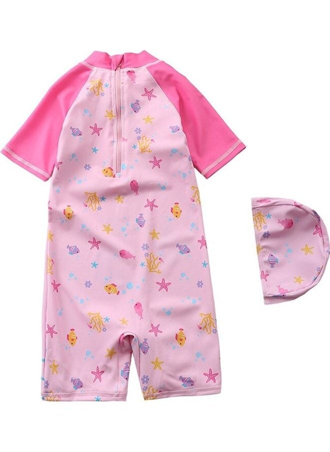 NIBEMINENT - Cartoon Printed Swimming Suit With Cap 3-4Y - Image 1