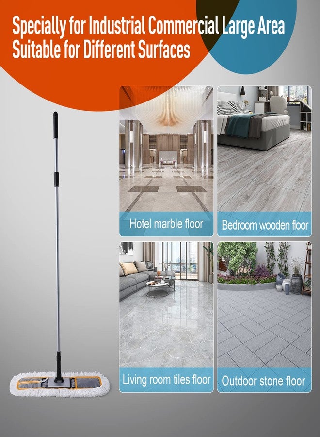 CLEANHOME منظف الغبار التجاري CLEANHOME 24" لتنظيف الأرضيات، مكنسة ثقيلة مع 2 وسادة ممسحة ميكروفايبر، مكنسة لتنظيف الأرضيات الرخامية، اللامينيت، والخشب، رمادي - Image 4