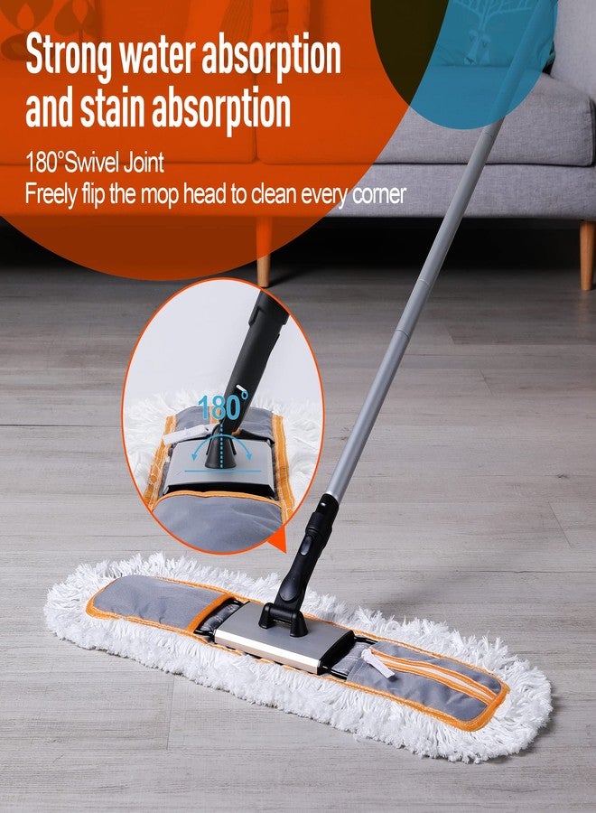 CLEANHOME منظف الغبار التجاري CLEANHOME 24" لتنظيف الأرضيات، مكنسة ثقيلة مع 2 وسادة ممسحة ميكروفايبر، مكنسة لتنظيف الأرضيات الرخامية، اللامينيت، والخشب، رمادي - Image 5