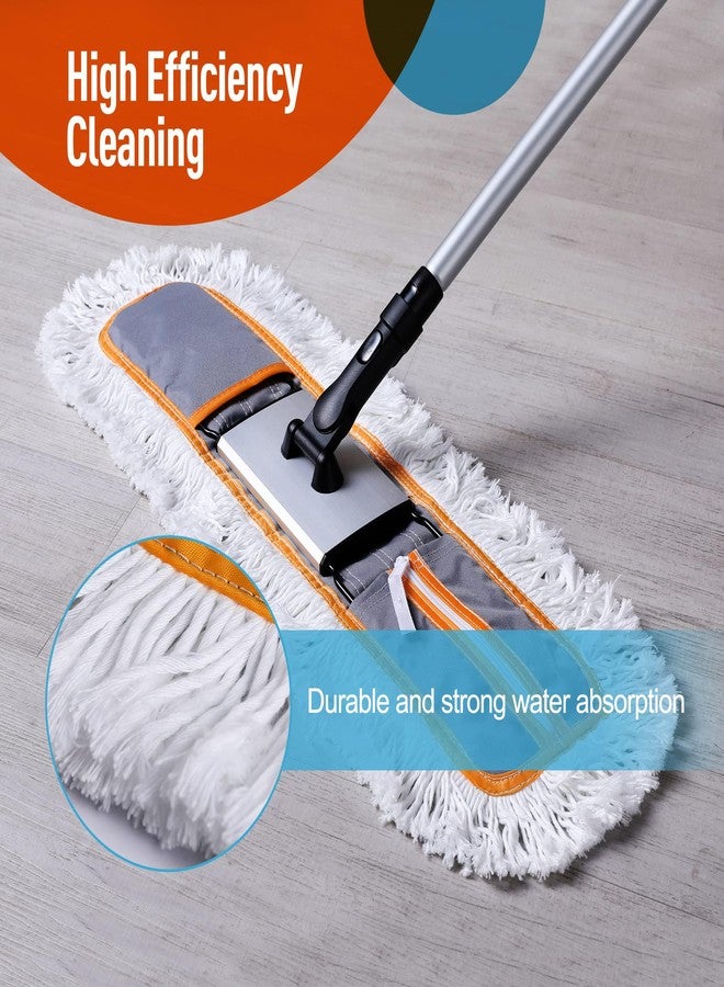 CLEANHOME منظف الغبار التجاري CLEANHOME 24" لتنظيف الأرضيات، مكنسة ثقيلة مع 2 وسادة ممسحة ميكروفايبر، مكنسة لتنظيف الأرضيات الرخامية، اللامينيت، والخشب، رمادي - Image 3