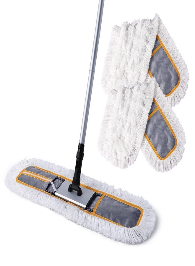 CLEANHOME منظف الغبار التجاري CLEANHOME 24" لتنظيف الأرضيات، مكنسة ثقيلة مع 2 وسادة ممسحة ميكروفايبر، مكنسة لتنظيف الأرضيات الرخامية، اللامينيت، والخشب، رمادي - Image 1