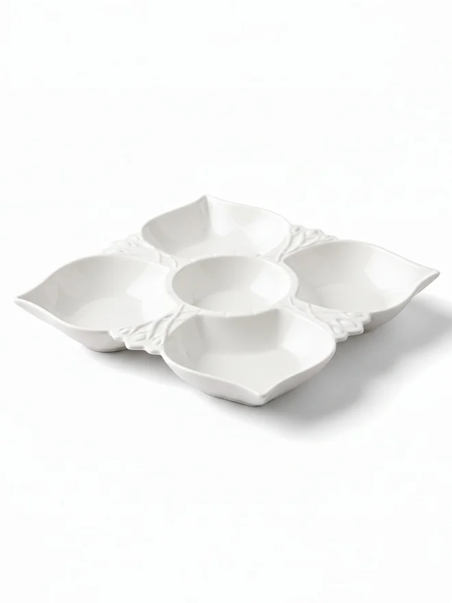 Shallow 5-Compartment Porcelain Serving Platter