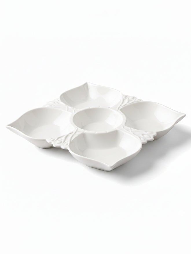 Shallow 5-Compartment Porcelain Serving Platter - Image 1