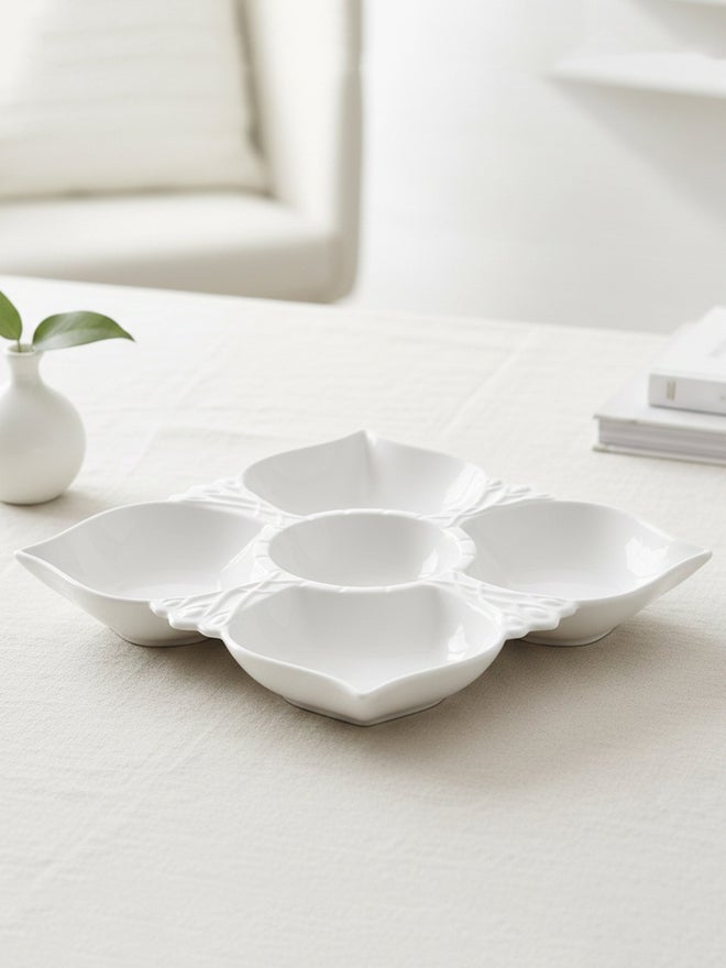 Shallow 5-Compartment Porcelain Serving Platter - Image 3