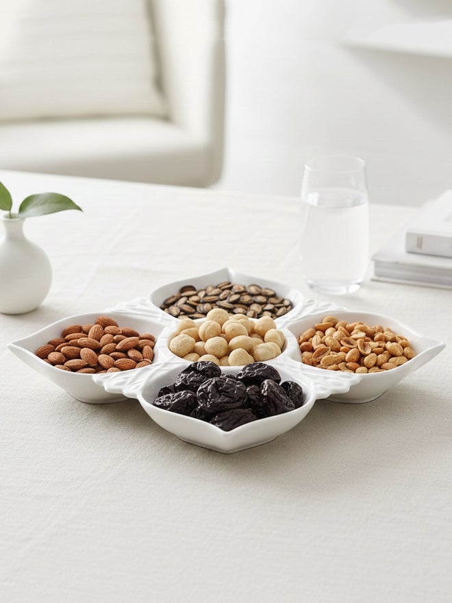 Shallow 5-Compartment Porcelain Serving Platter - Image 4