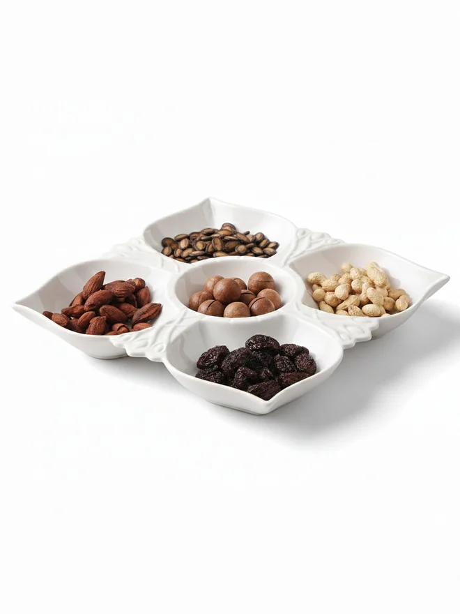 Shallow 5-Compartment Porcelain Serving Platter