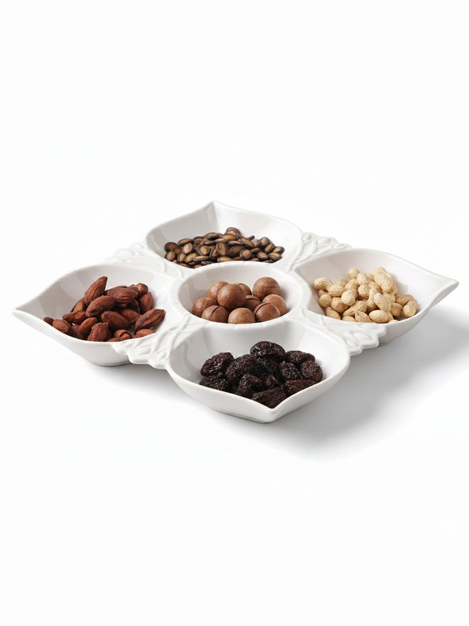 Shallow 5-Compartment Porcelain Serving Platter - Image 2