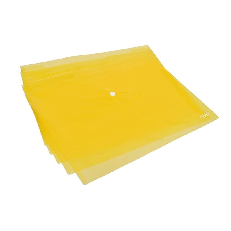 Prima Transparent Envelope Folder with Capsule Pack of 5 Pieces - Yellow