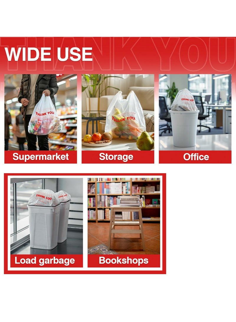 Plastic Bags, 50 Count Thank You Bags, Plastic Bags With Handles For Shopping, Grocery, Plastic Bags For Small Business , Recyclable T Shirt Bags, White Plastic Bag,28x15x53cm - Image 2
