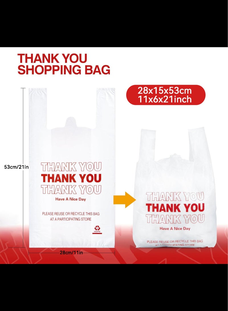 Plastic Bags, 50 Count Thank You Bags, Plastic Bags With Handles For Shopping, Grocery, Plastic Bags For Small Business , Recyclable T Shirt Bags, White Plastic Bag,28x15x53cm - Image 5