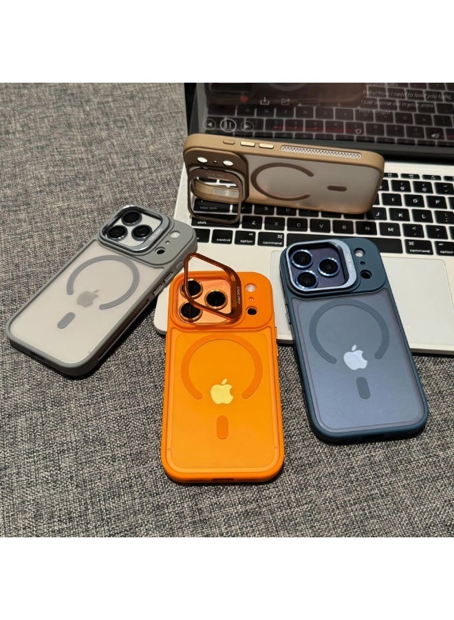 جراب iPhone 17 Pro Max شفاف غير لامع مع مسند مدمج قابل للتعديل، وغطاء هاتف مغناطيسي مقاوم للصدمات Mag-Safe لهاتف iPhone 17 Pro Max - Image 4