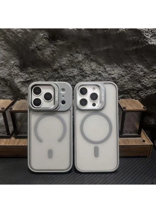 جراب iPhone 17 Pro Max شفاف غير لامع مع مسند مدمج قابل للتعديل، وغطاء هاتف مغناطيسي مقاوم للصدمات Mag-Safe لهاتف iPhone 17 Pro Max - Image 3