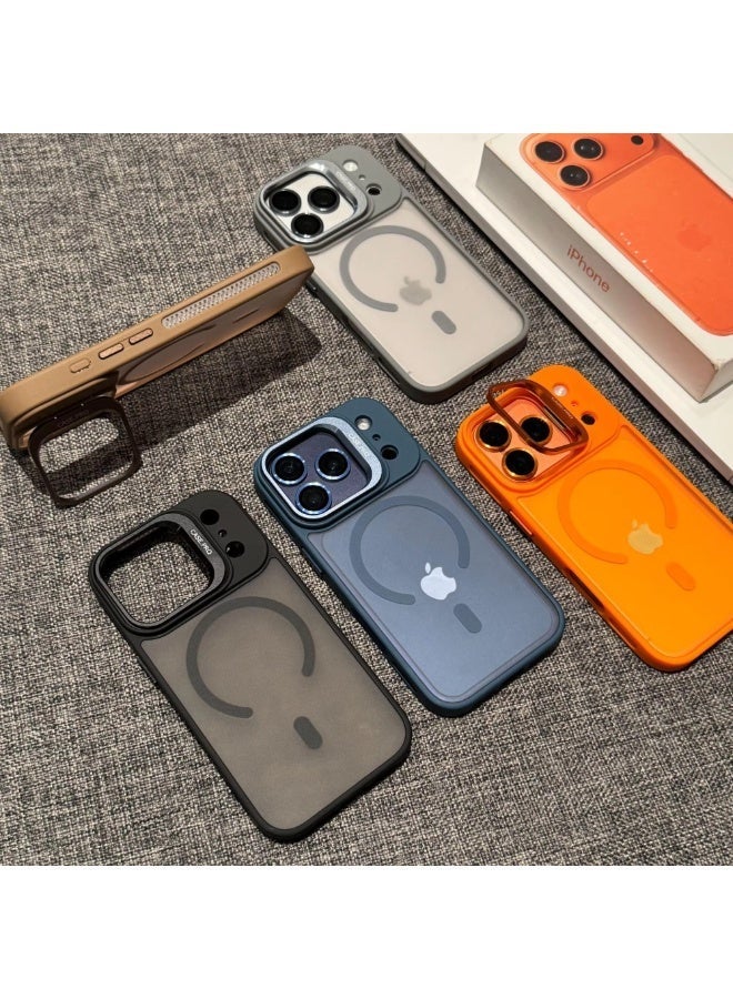 جراب iPhone 17 Pro Max شفاف غير لامع مع مسند مدمج قابل للتعديل، وغطاء هاتف مغناطيسي مقاوم للصدمات Mag-Safe لهاتف iPhone 17 Pro Max - Image 5