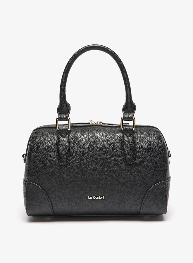 Le Confort Women's Textured Duffle Bag with Zip Closure and Double Handle