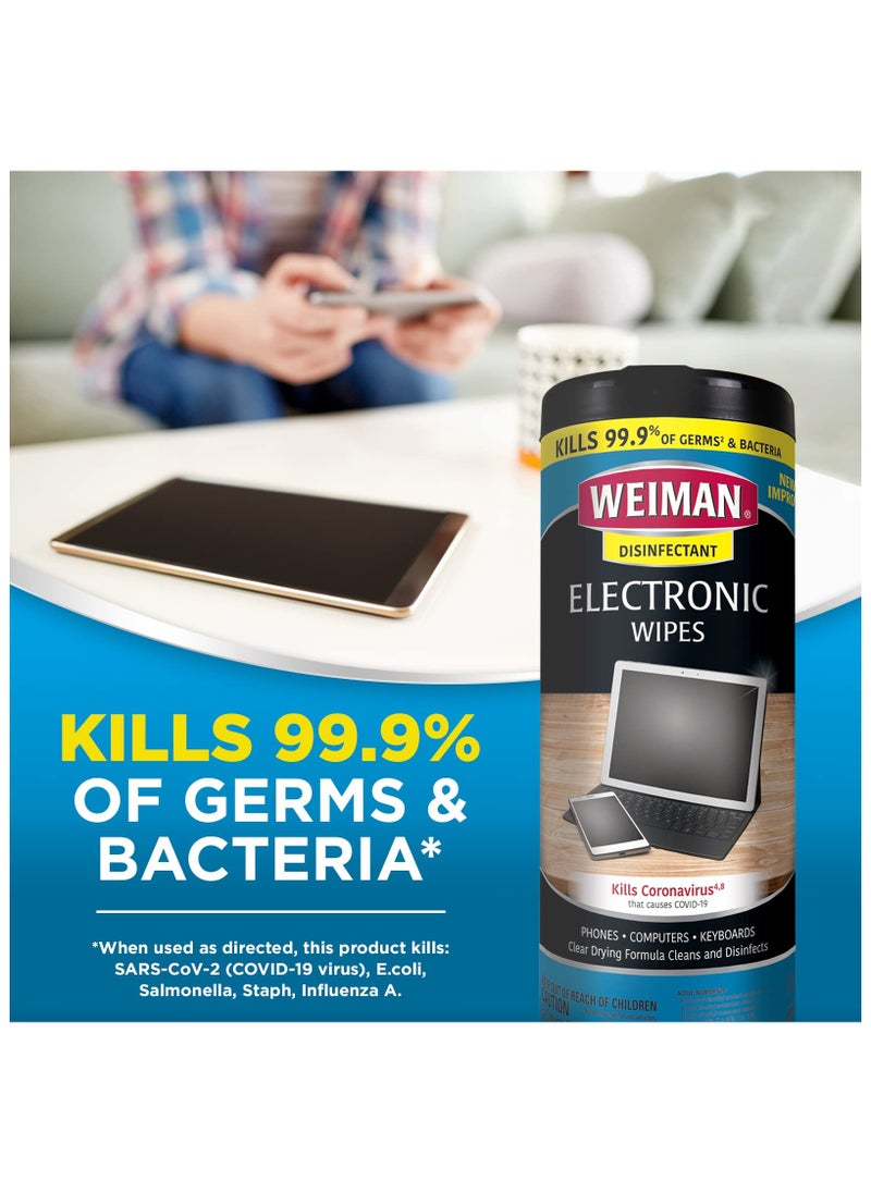 Weiman - Disinfecting Electronic Cleaning Wipes For Keyboards, Tablets, E-readers, Smart Phones, Netbooks, and Touchscreens (30 Wipes) - Image 1