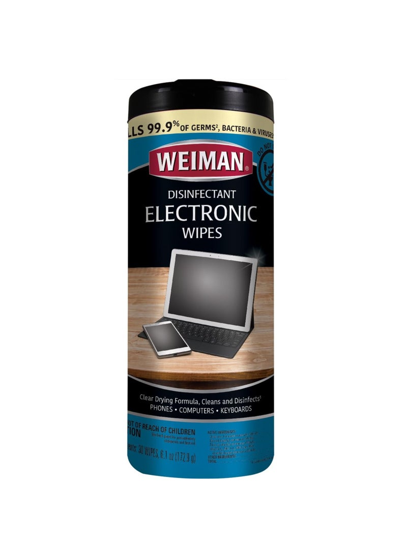 Weiman - Disinfecting Electronic Cleaning Wipes For Keyboards, Tablets, E-readers, Smart Phones, Netbooks, and Touchscreens (30 Wipes) - Image 1
