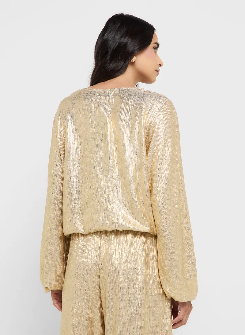 VERO MODA Crinkle Detail V Neck Blouse