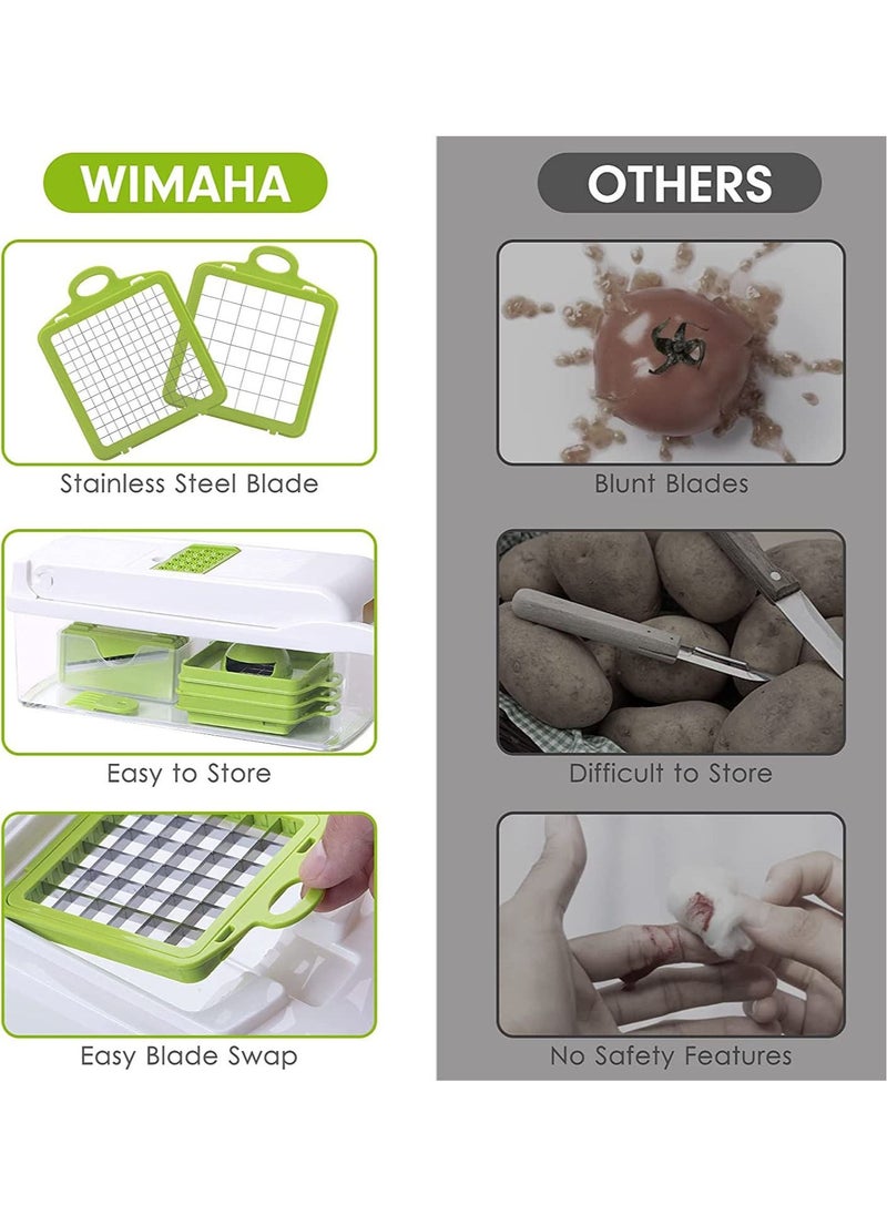 Vegetable Chopper, 13 in 1 Kitchen Food Onion Vegetable Chopper Slicer Dicer Cutter with 8 Blades, Egg slicer,Storage Container for Tomato Potato Carrot SaladVegetable Chopper, 13 in 1 Kitchen Food Onion Vegetable Chopper Slicer Dicer Cutter with 8 Blades, Egg slicer,Storage Container for Tomato Potato Carrot Salad
