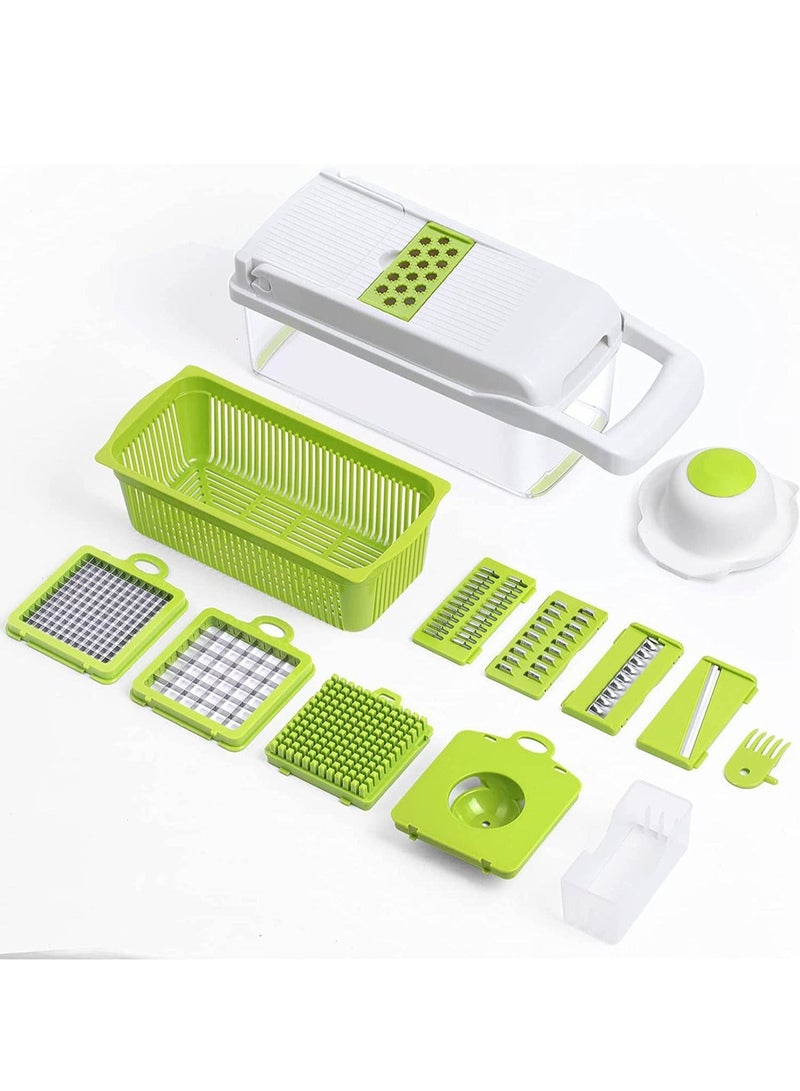 عربست مفرمة خضراوات، 13 في 1، قطاعة بصل وخضراوات، قطاعة مكعبات مع 8 شفرات، قطاعة بيض، حاوية تخزين للطماطم والبطاطس والجزر والسلطة - Image 5