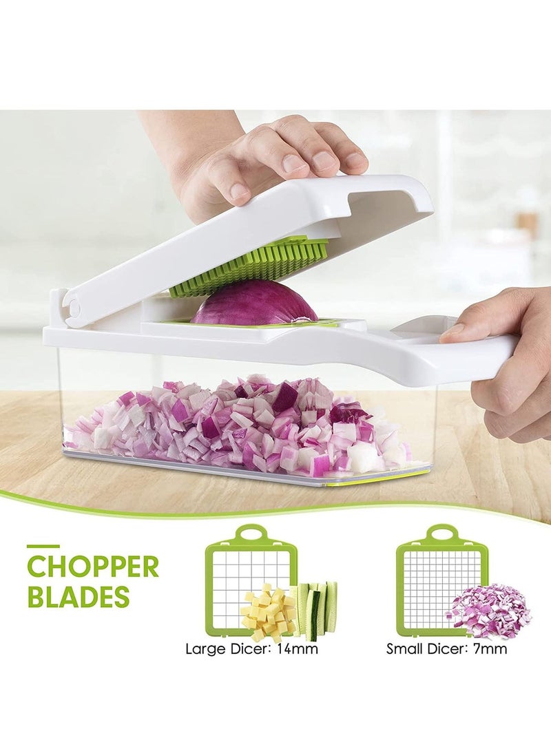 عربست مفرمة خضراوات، 13 في 1، قطاعة بصل وخضراوات، قطاعة مكعبات مع 8 شفرات، قطاعة بيض، حاوية تخزين للطماطم والبطاطس والجزر والسلطة - Image 4