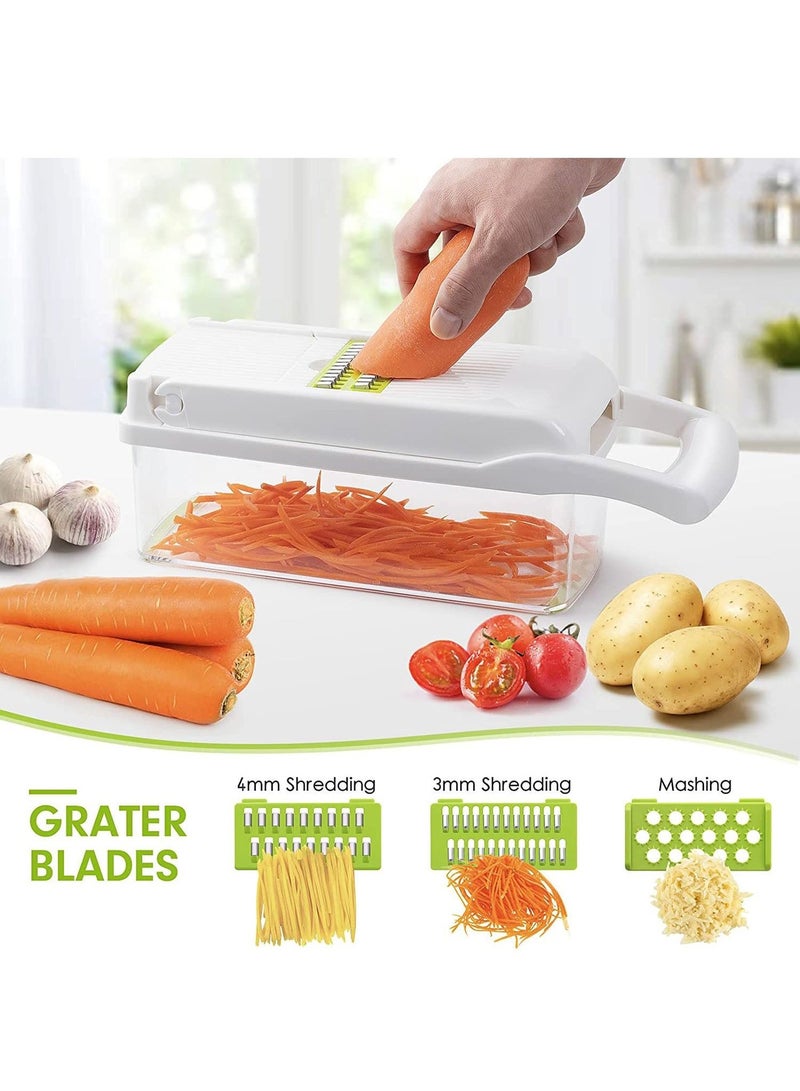 عربست مفرمة خضراوات، 13 في 1، قطاعة بصل وخضراوات، قطاعة مكعبات مع 8 شفرات، قطاعة بيض، حاوية تخزين للطماطم والبطاطس والجزر والسلطة - Image 2