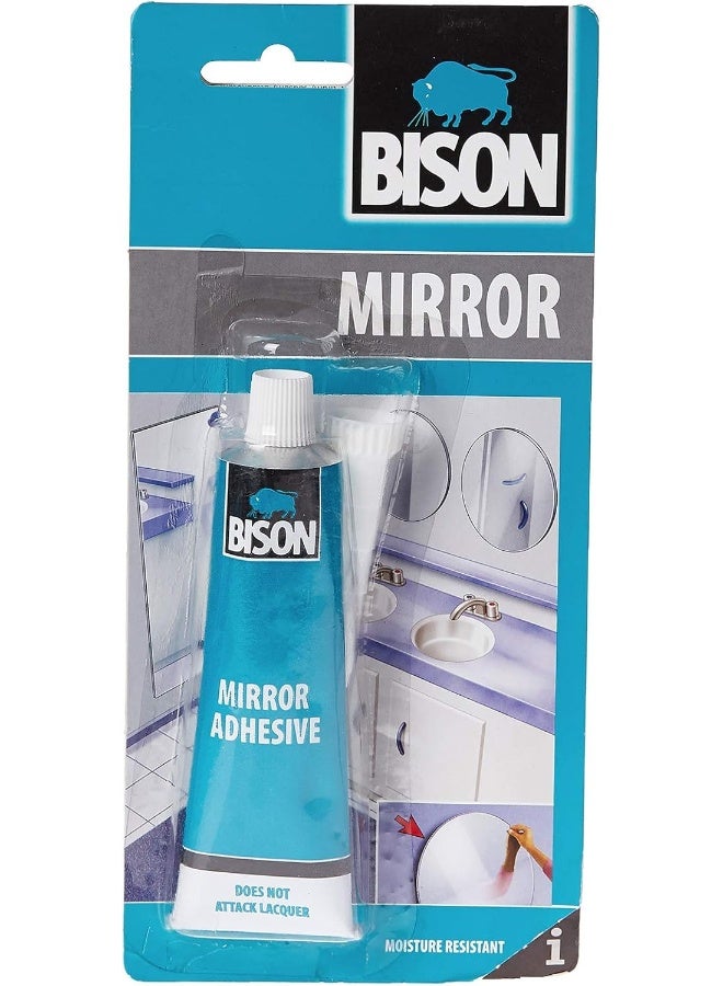 Bison Mirror Adhesive – 60ml Carded Tube – Strong, Moisture-Resistant Glue for Mirrors & Glass on Tiles, - Image 1