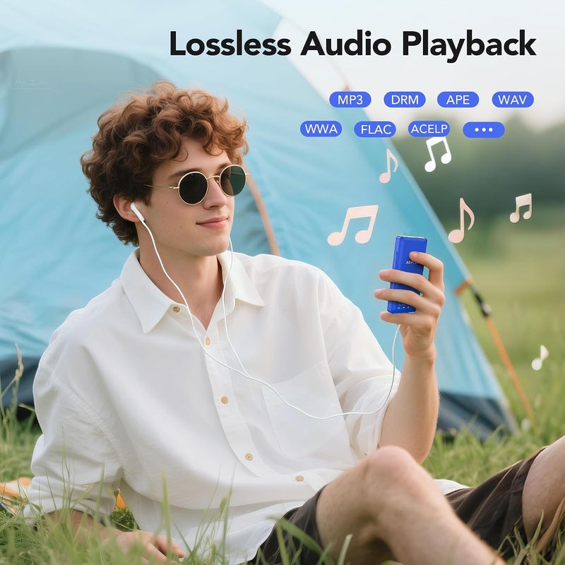 AGPtek 8GB A02 MP3 Player 70 Hours Playback Lossless Sound Music Player Supports up to 128GB Dark Blue Multifunctional Sports Running MP3 Player for Indoor Outdoor - Image 4