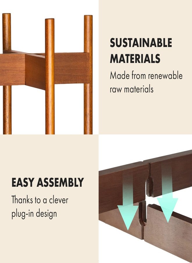 Fox & Fern Modern Plant Stand, Cherry Wood, Without Pottery Pottery, White, Modern - Image 4