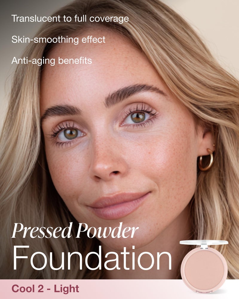 Mineral Fusion Pressed Powder Foundation - Matte Finish Face Powder for Fair-Medium Skin with Pink/Red Undertones - Age Defying Natural Makeup - Talc Free, Vegan, Hypoallergenic (Cool 2) - Image 2