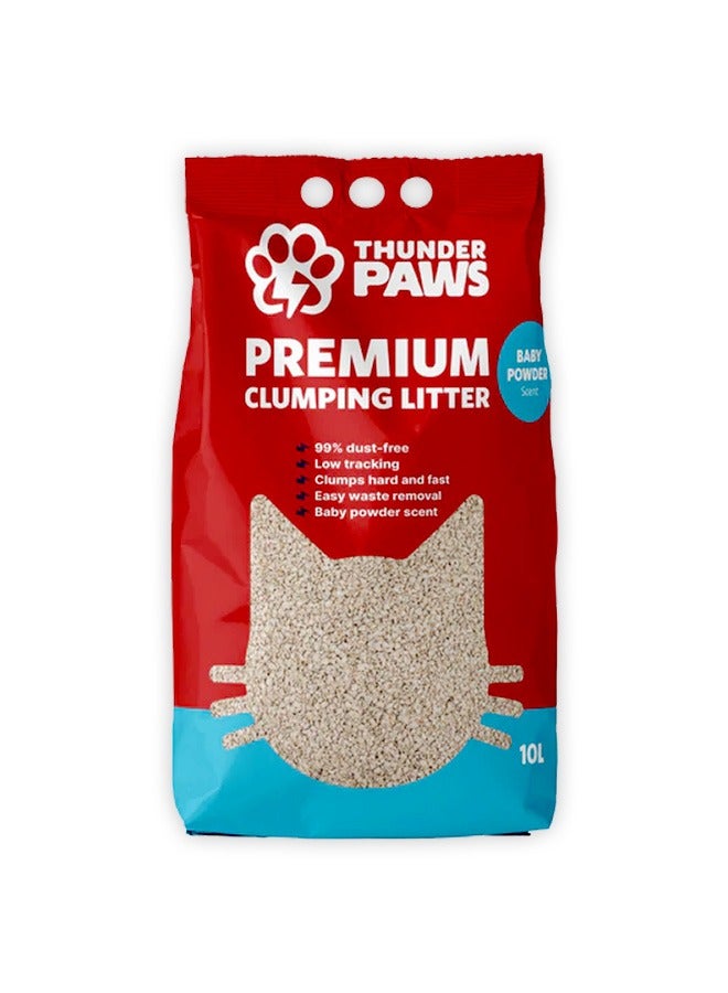 Thunder Paws Premium Clumping Cat Litter Baby Powder Scent - 10L - Image 1