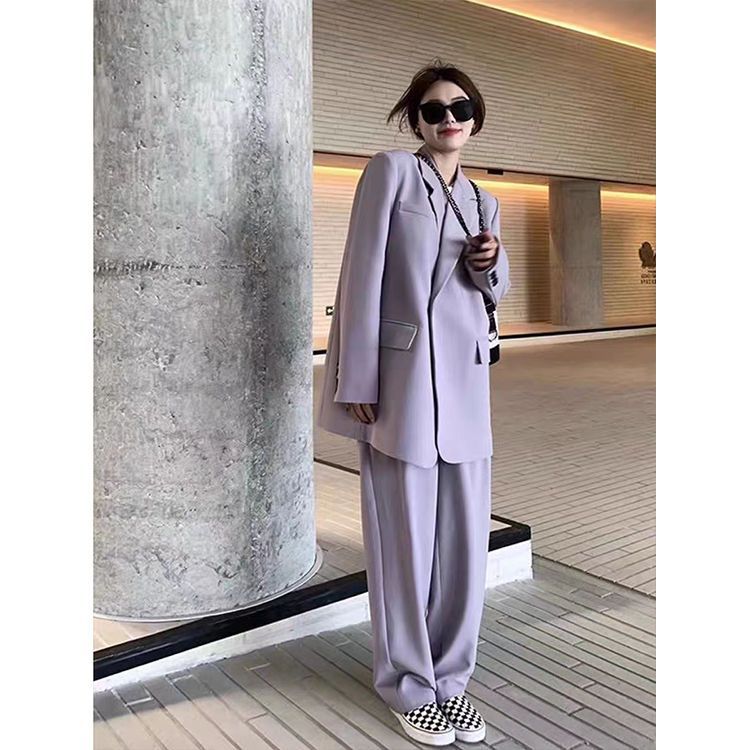 Cross-border Fashion Casual Suit Jacket Womens 2023 Spring and Autumn New Korean Loose Slim Two-piece Suit suit black pants  - Image 3