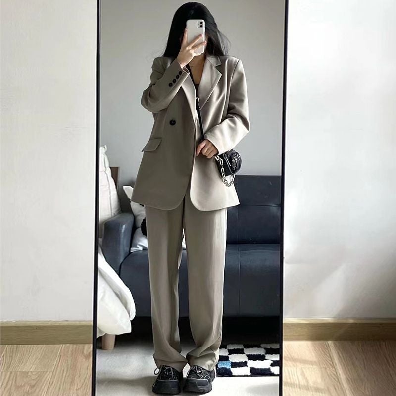 Cross-border Fashion Casual Suit Jacket Womens 2023 Spring and Autumn New Korean Loose Slim Two-piece Suit suit black pants  - Image 4