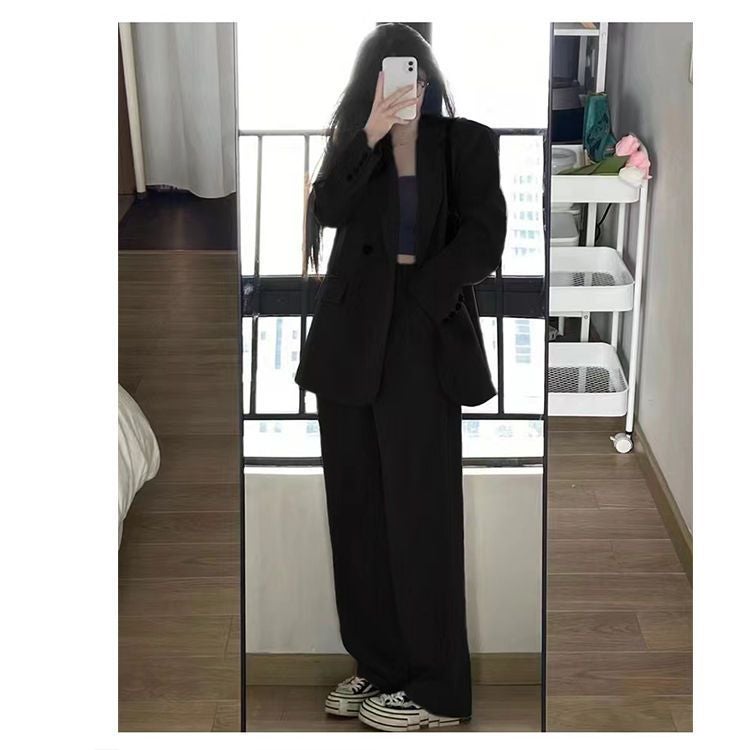 Cross-border Fashion Casual Suit Jacket Womens 2023 Spring and Autumn New Korean Loose Slim Two-piece Suit suit black pants  - Image 1