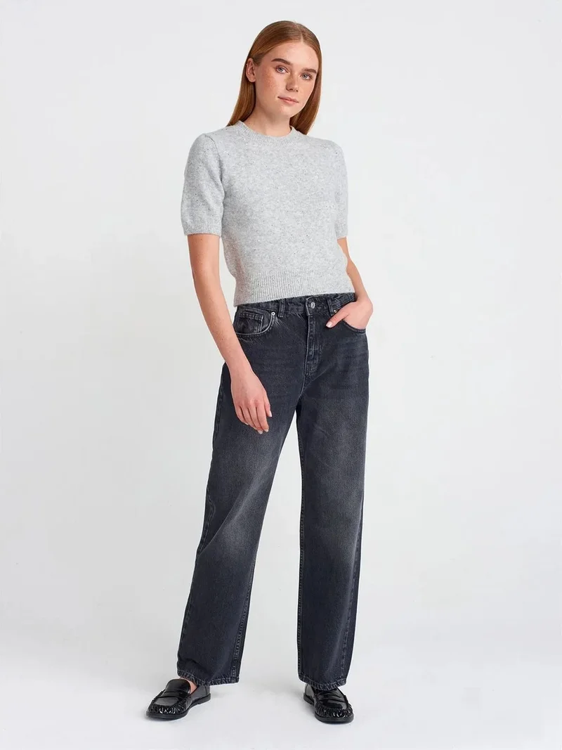 ديلفين DILVIN High-Waist Straight-Leg Cotton Jeans
