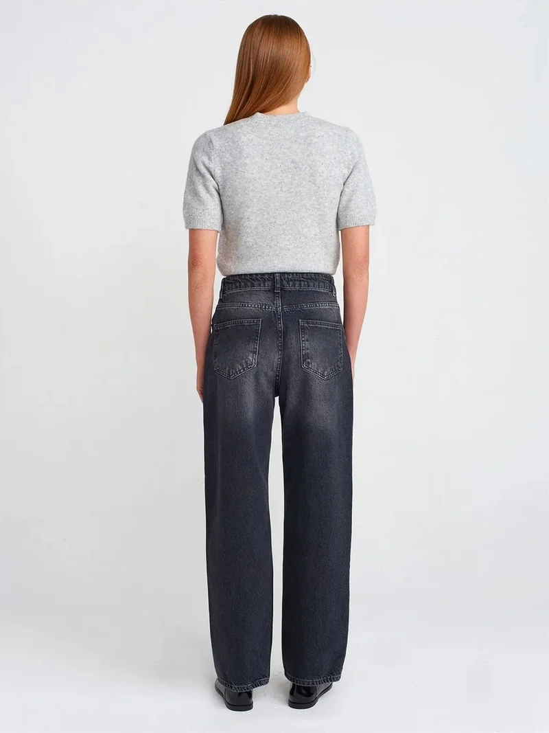 ديلفين DILVIN High-Waist Straight-Leg Cotton Jeans