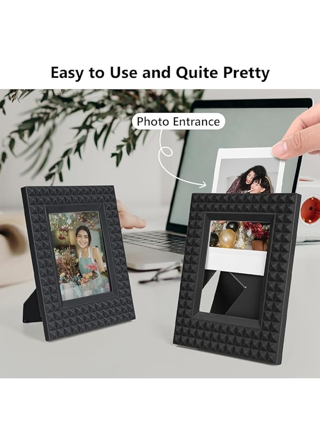 erorex Photo Frame Mini Plastic Picture Frames Rectangular Black Photo Frame Set Of 5 Portable Tabletop Picture Frame For 2X3 Inch Photos Great For Home Desk Top Decoration Gift For Family Friend - Image 5