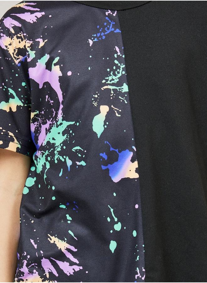 Styli - Paint Splatter Print Loose Fit T-shirt and Short Set - Image 1