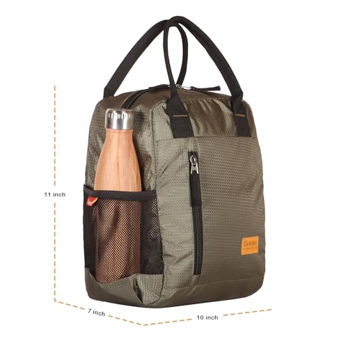 Outrider Polyester Jumbo Lunch Bag,Lunch Bag for Office Men, Women and Kids, Quality Tiffin Bag for School, Picnic, Work, Carry Bag for Lunch Box, 12 Liters, Olive Green - Image 3