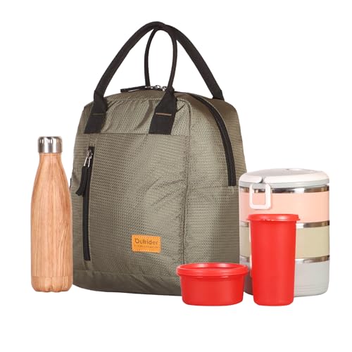 Outrider Polyester Jumbo Lunch Bag,Lunch Bag for Office Men, Women and Kids, Quality Tiffin Bag for School, Picnic, Work, Carry Bag for Lunch Box, 12 Liters, Olive Green - Image 2
