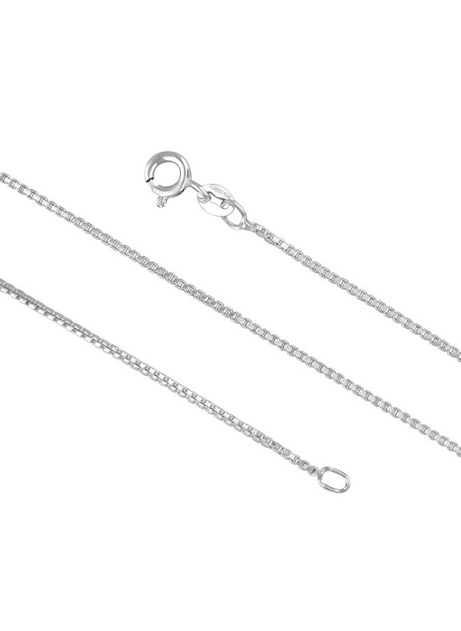Hawaiian Silver Jewelry 1.3Mm Sterling Silver Box Chain - Simple Silver Box Chain Necklace 18-Inch - Exquisite Silver Box Chain Necklace For Men Or Women - No Nickel Sterling Silver  - Image 1