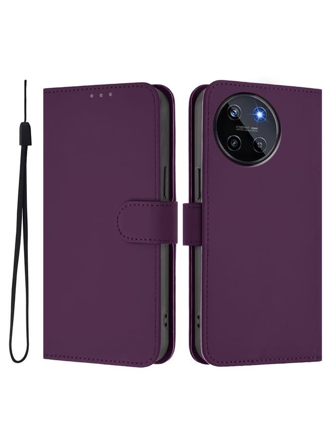 اس-توب جراب لهاتف Realme 11 4G Global Skin Feel جراب هاتف من الجلد بلون سادة مع حبل - Image 2