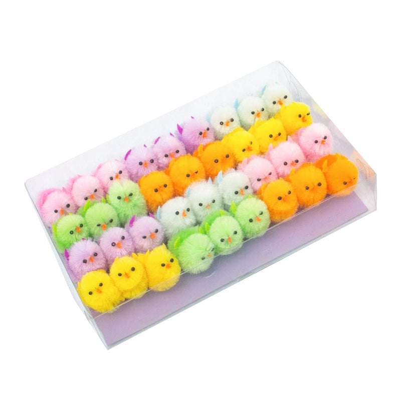 DearSun Pack of 36pcs, 1.35 inches High Little Mini Chicks Easter Tiny Chenille Chicks Easter Bonnet Decoration Party Cake Decoration (Rainbow Multicolor) - Image 3