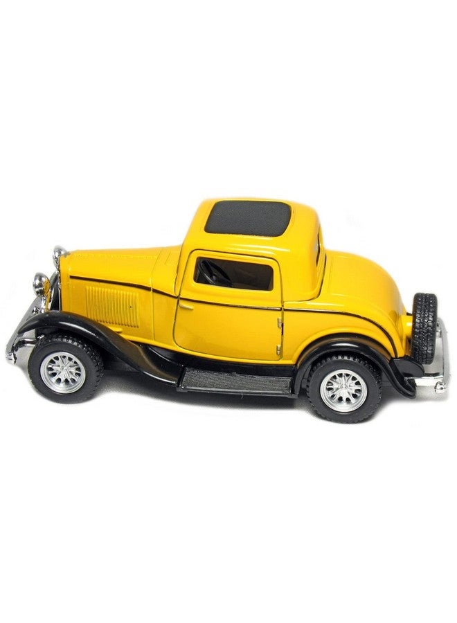 Kinsmart كي إن إس مارت 1932 فورد 3-نافذة كوبيه 1:34 مقياس 5" مجموعة من 4 أخضر مارون أحمر أصفر نموذج سيارة معدنية مصبوبة كلاسيكية - Image 5